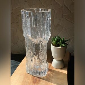 IITTALA AVENA | Vintage Glass Bark Textured Vase | Made in Finland